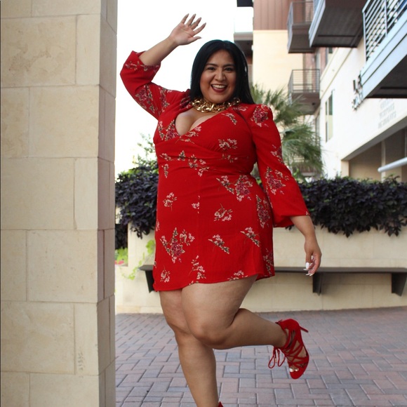 Fashion Nova Dresses & Skirts - Fit & Flare Dress in Floral Print Red